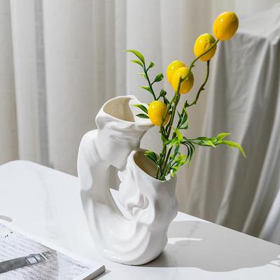 Nordic Creative Ceramic Vase Couple White Flower Arrangement Water Nourishing Ornament Home Living Room Decoration Crafts Gifts