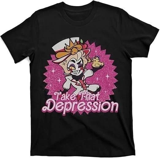 Fit Hazbin Hotel Alastor What Now Jumbo Print Charcoal Women's T-Shirt Unisex Graphic Cotton Tee Printing High-end Luxury Unisex Style