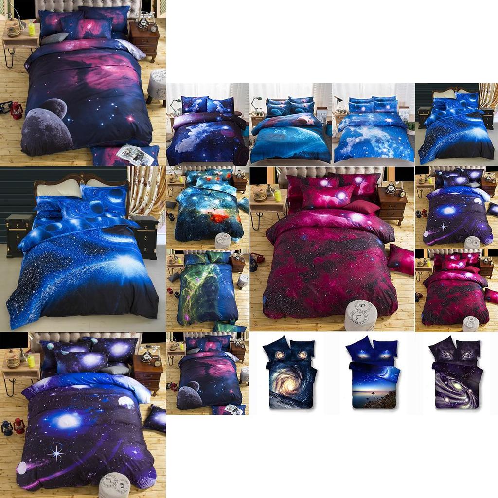 3d Galaxy Duvet Cover Pillow Case Quilt Cover Bedding Set Vibrant Color All Sizes
