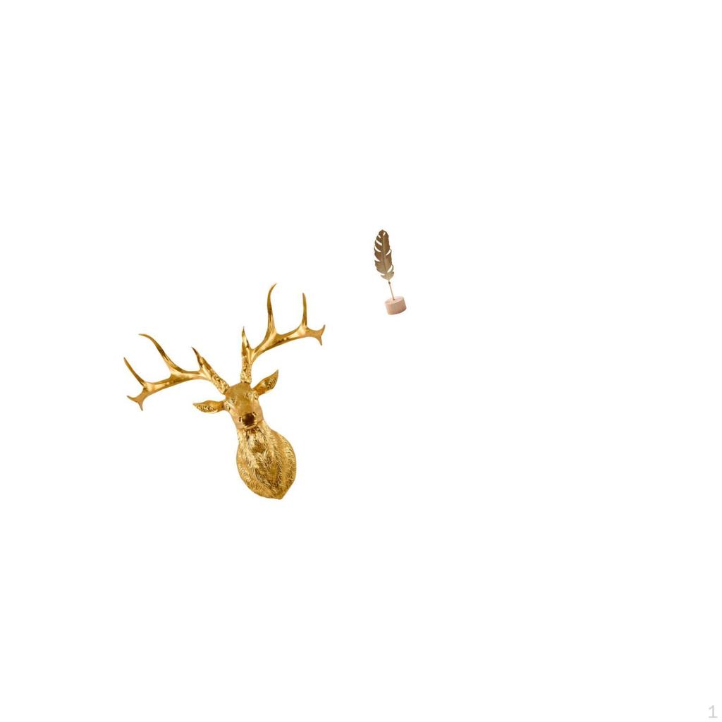 Boho Resin Deer Head Wall Sculpture with Metal Shaped Figurine Abstract Nordic Creative Ornament for