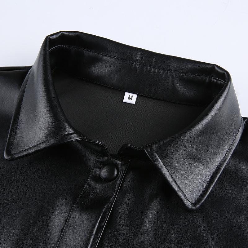 2024 Fall/Winter European & American Style Women's PU Leather Crop Jacket