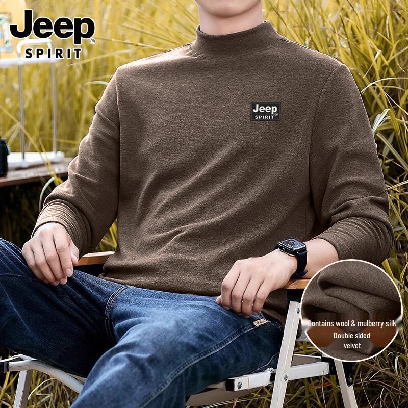 Men's JEEP SPIRIT Fleece Lined Thermal Long Sleeve T-Shirt