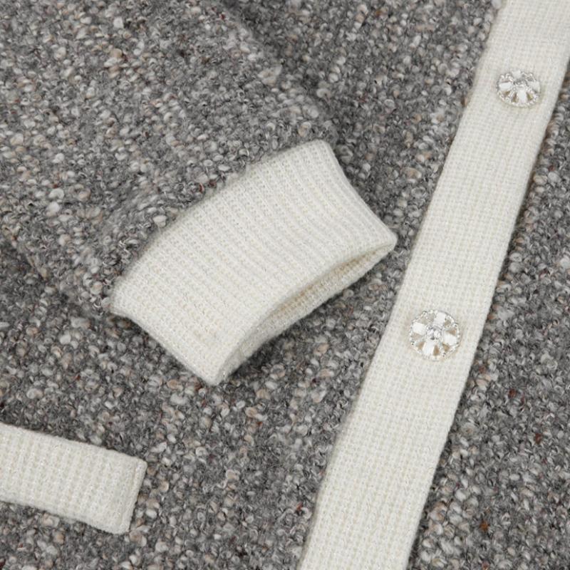Akbi Women S Italy Handmade Boucle Tweed Knit Cardigan