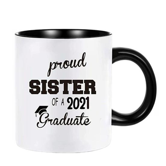 Large Capacity Coffee Cup Graduation Theme Water Cup with Ergonomic Handle Comfortable to