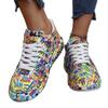 Plus Size Graffiti Lace-up Low-top Women's Thick-Soled Casual Skate Shoes