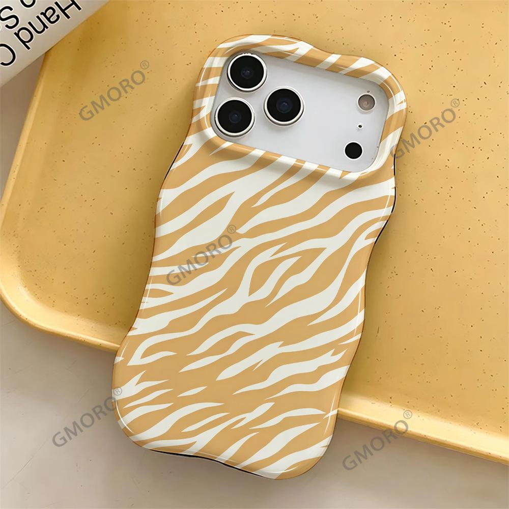 Trendy personalized zebra pattern Apple 14 mobile phone case wavy film two-in-one iPhone17 anti-drop hot-selling