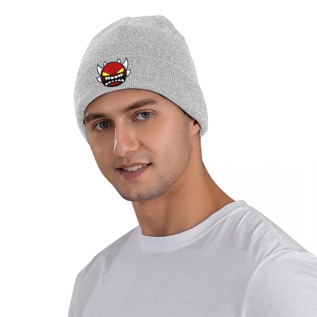 Geometry Dash Demon Knit Hat Beanies Winter Hats Warm Color Cap Men Women