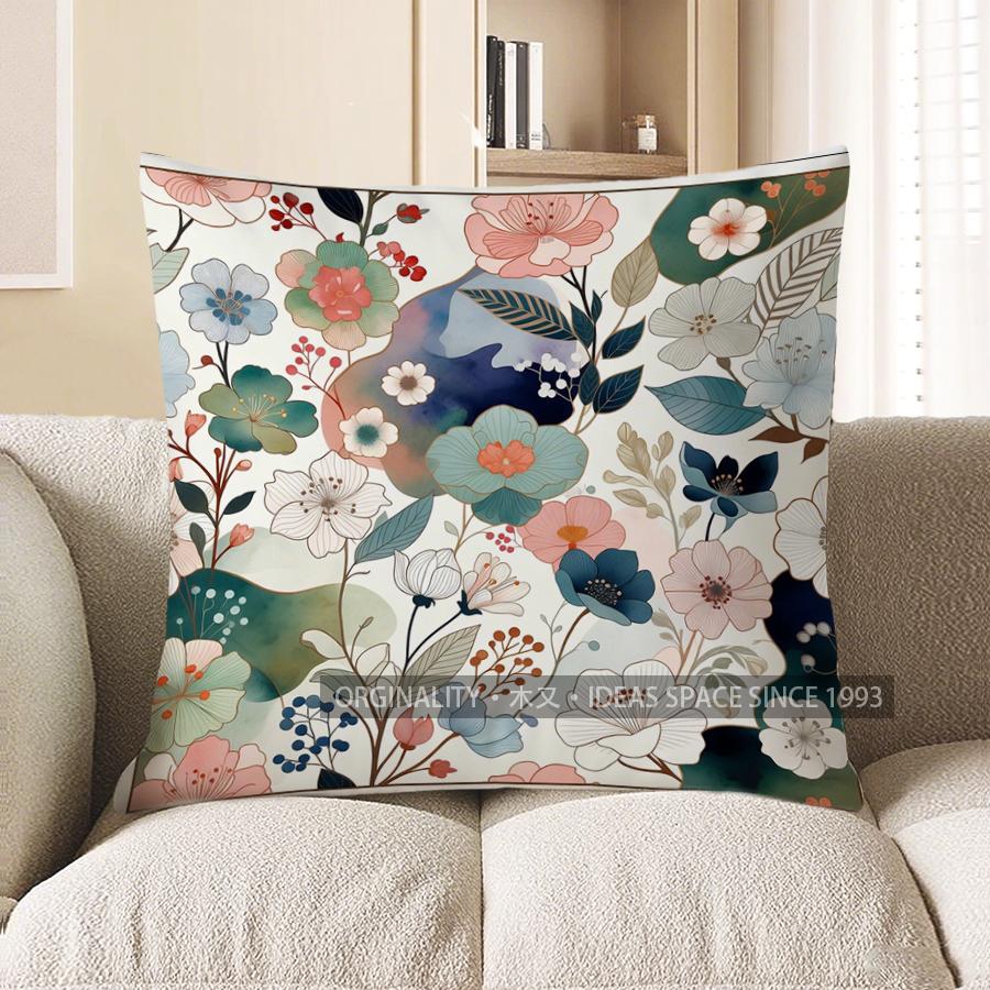2D Floral & Geometric Patterned Pillow Covers Pattern Cushion Cover Suitable For Sofa Bedroom Car Pillow Cover