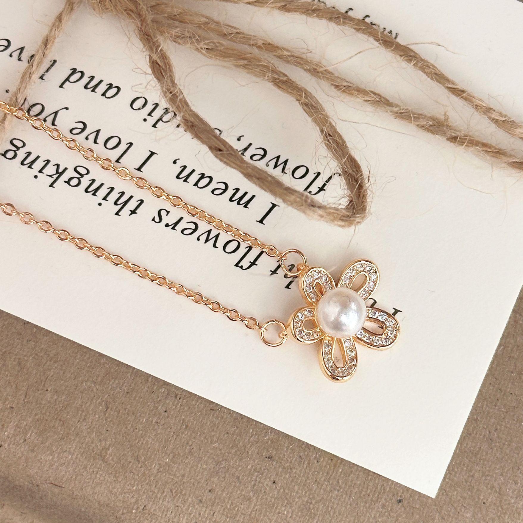 Popular full of diamonds, sunflower pearl niche new pendant niche flower necklace worker