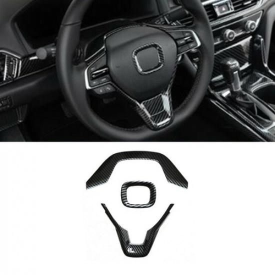 Carbon Fiber 3X Inner Steering Wheel Decor Cover Trim For Honda Accord 2018-2022