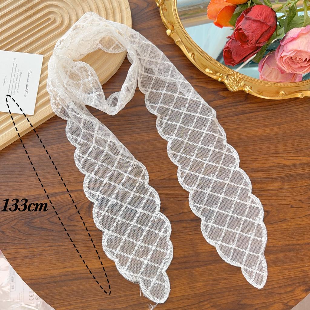 Femei Eșarfă Lungă Îngustă Albă Dantelă Decupată Colier Panglică Brodată Floral Culoare Solidă Elastice de Păr Accesorii de Păr de Vară