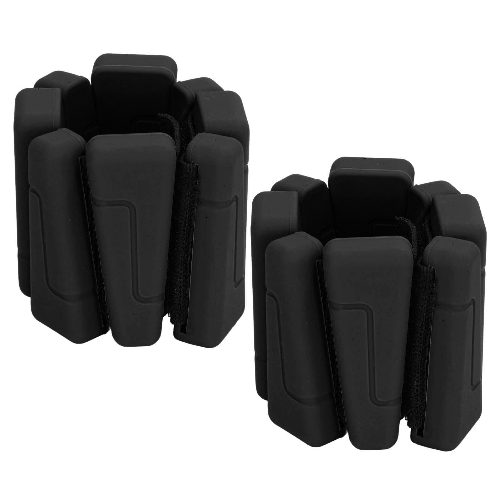 2pcs Wrist and Ankle Weight 2lb Women Men Adjustable Silicone Wearable Wrist Weights for Gym Workout Black