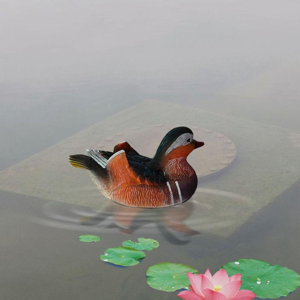 Creative Realistic Mandarin Duck Statue Floating Resin Swan Sculpture Cute Artificial Duck Statue Fish Tank