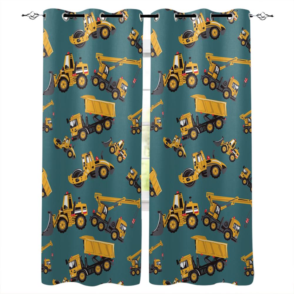 Желтый экскаватор Механическая машина Роскошные шторы для дома Товары для дома Гостиная — фото 10