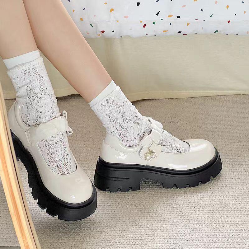 Light Mouth Solid Color Lolita Cute Small Leather Shoes Summer Small Fragrant Temperament Thick Heel Casual Mary Jane Shoes