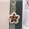 Korean Leather Leopard Print Flower Keychain Car Keyring Handbag Backbag Bag Pendant Hanging Ornament