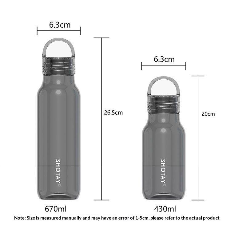 Transparent Leakproof Water Bottle 430Ml/670Ml Plastic Drink Bottle With Handle Wide Mouth Portable Drinking Bottle With Scale