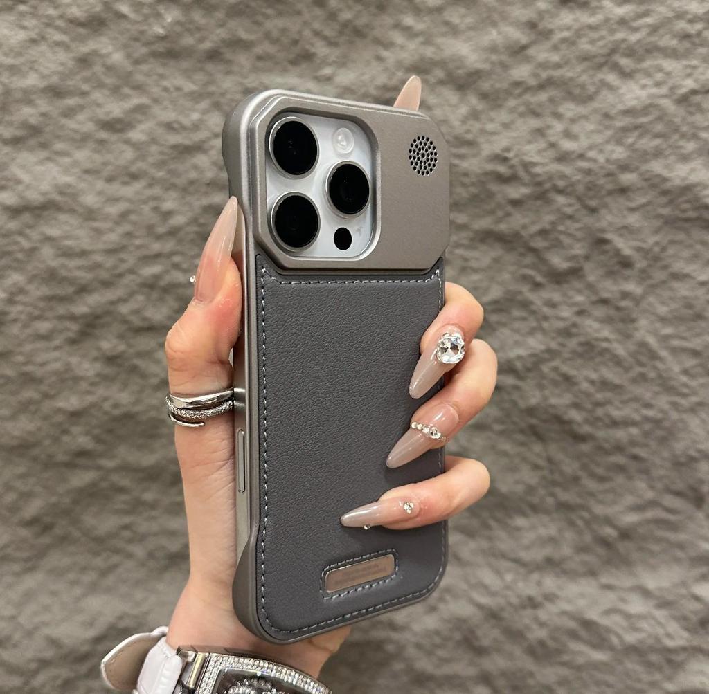 Leather Aroma Magnetic Case for iPhone 17 Pro Max with Metal Paint Borderless Design