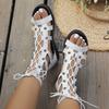 Fashion 2025 New Hollow Casual Women's Sandals Open Toe Cross Strap Ladies Shoes Wedges Summer Large Size Roman Sandals