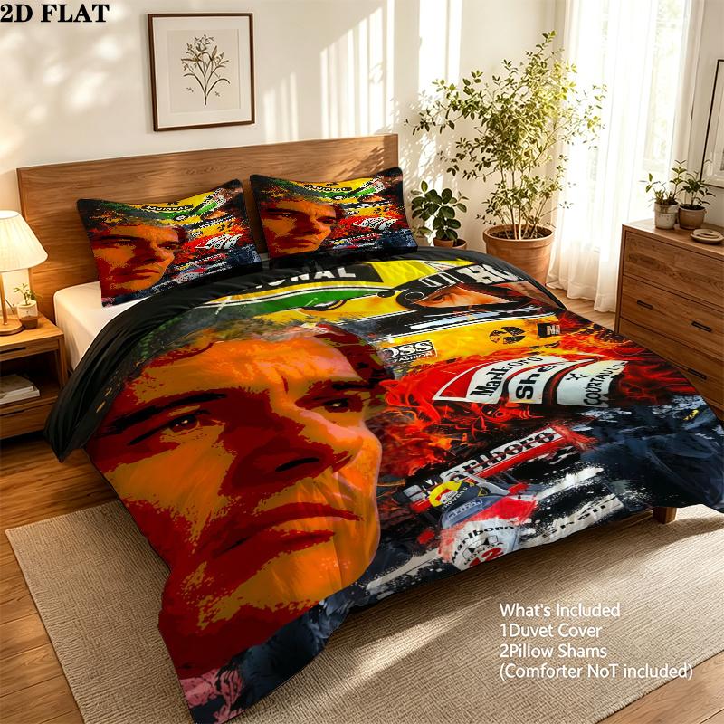 Ayrton Senna Bedding Quilt Set Quilt Cover Pillowcase Home Decoration Birthday Gift (1 * duvet cover + 2 * pillowcase, without core)
