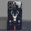 Custodia per Telefono in Vetro con Testa di Cervo e Fiocco di Neve Natalizio per iPhone 17 16 15 14 Pro Max 13 12 11 16E 17Air 7 8 Plus XR XS X Cover