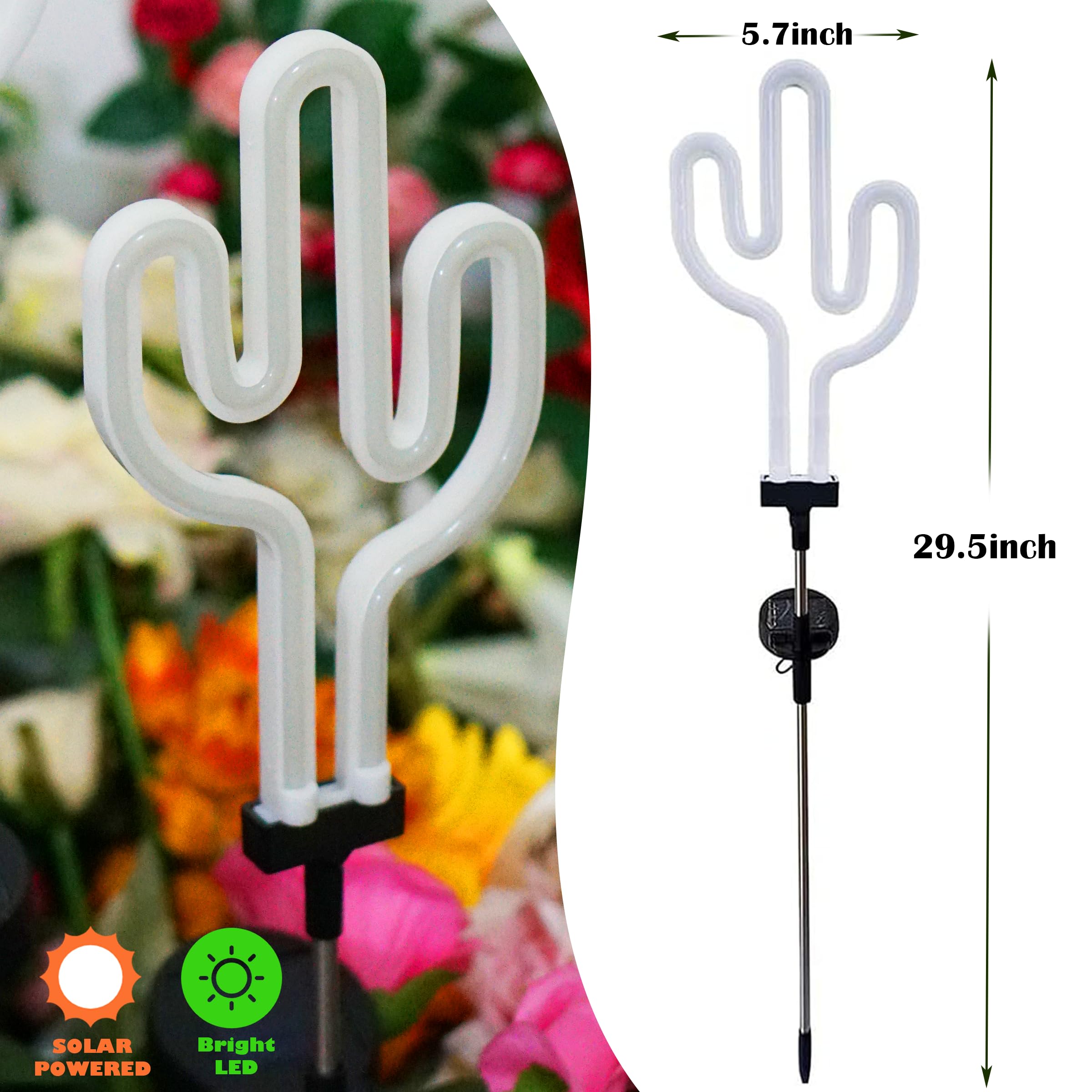 

Solar Garden Light Flamingo Cactus Pineapple Coconut Outdoor Waterproof Solar Neon Lights for Landscape Lawn Yard Patio Pathway 1pcs
