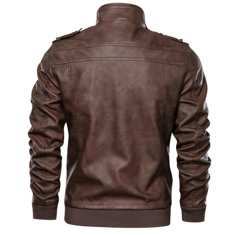 Autumn and Winter Men's Detachable Knitted Hooded PU Leather Jacket Plus Size Casual All-Match Fashion Leather Coat