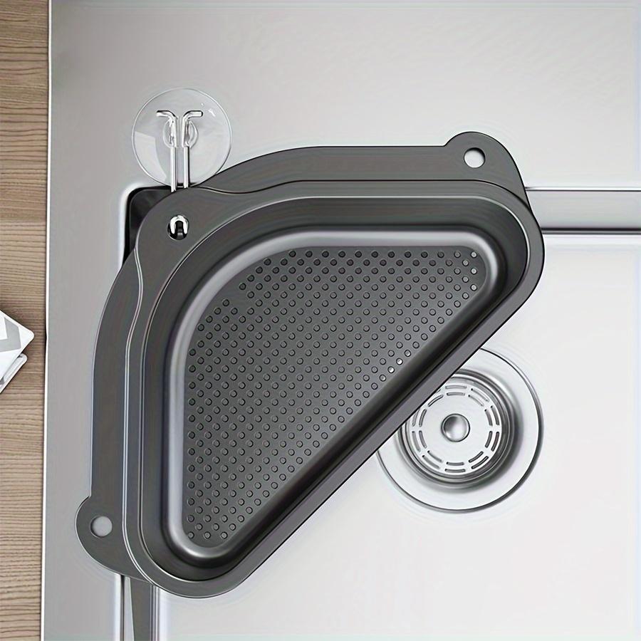 Triangular Sink Filter Basket with Suction Cups - Versatile Kitchen and Bathroom Storage Box for Food Drainage, Soap Storage - Perfect for Vegetables