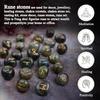 Crocon Labradorite Gemstone Elder Futhark Alphabet Engraved Symbol Rune Stones 25 pcs Set Feng Shui Chakra Balancing : 15-20 mm