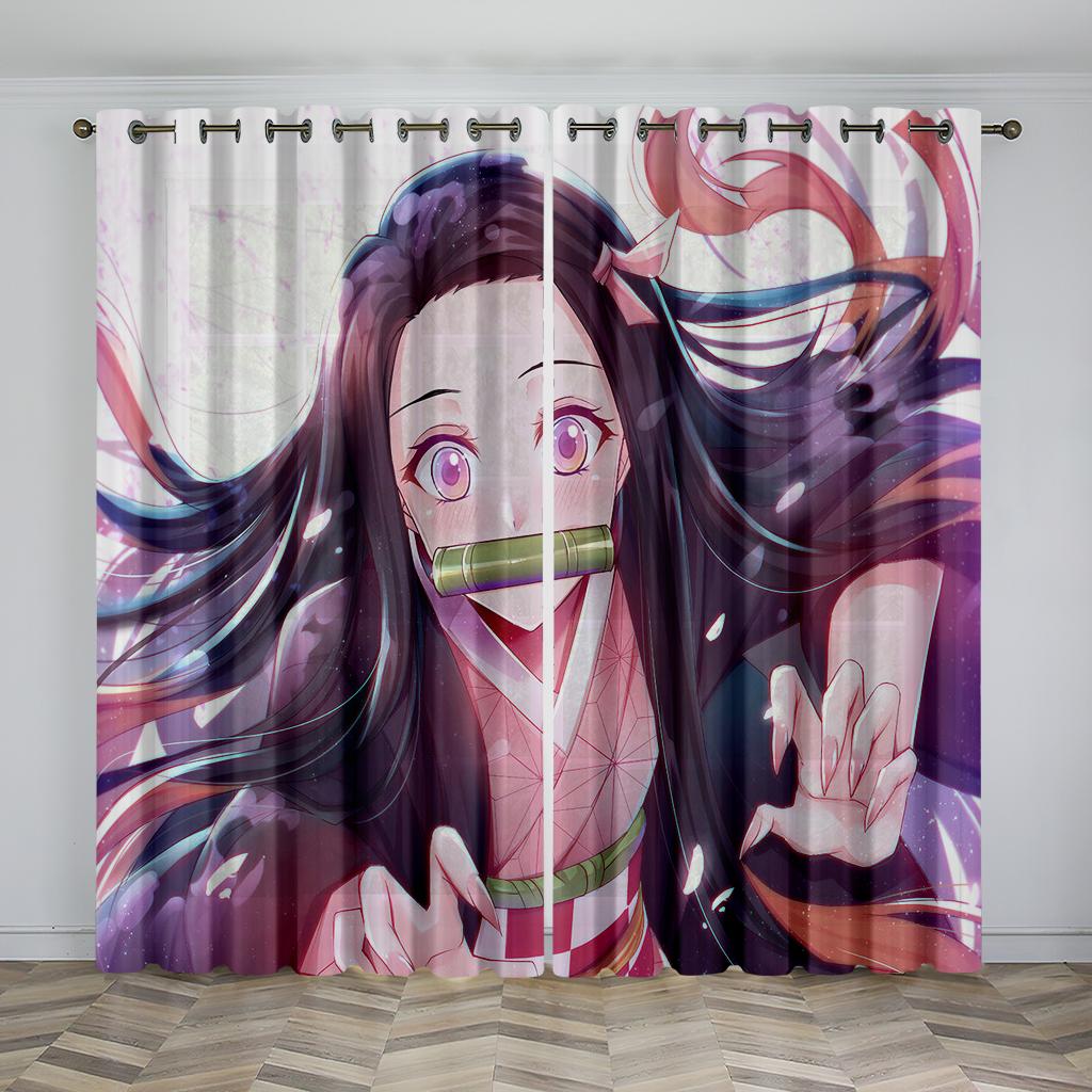 

Japanese Cartoon Style Anime Series Shade Window Curtains 2 Panelss Children Loved Room Bedroom Space Living Space Window Ornamental Window Curtains 50W130H(CM)x2&Hook