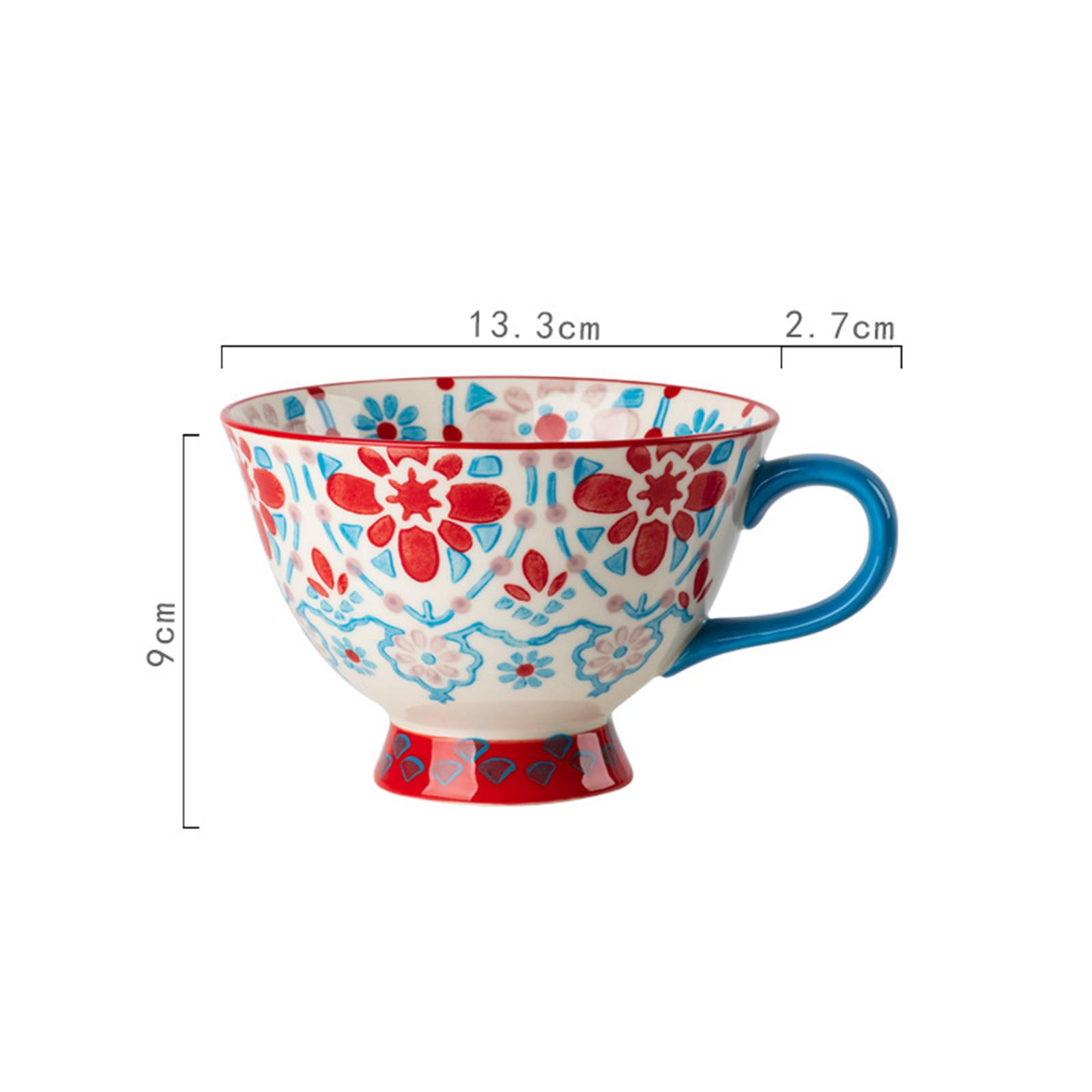 

420 мл керамические чашки чашки ручной росписи цветочный узор ретро креативные кофейные кружки для латте вода ресторан офис семья друг 401-500ml