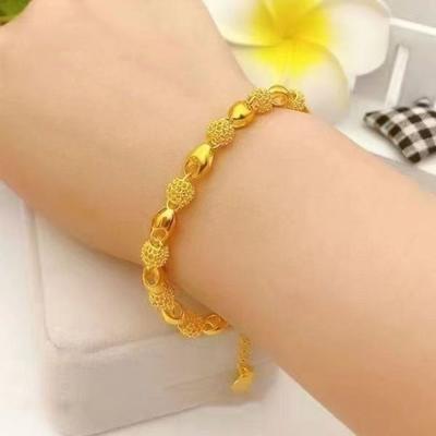 Ornaments Imitation Gold Flower Bracelet Vintage Chinese Style Bangles  Ladies