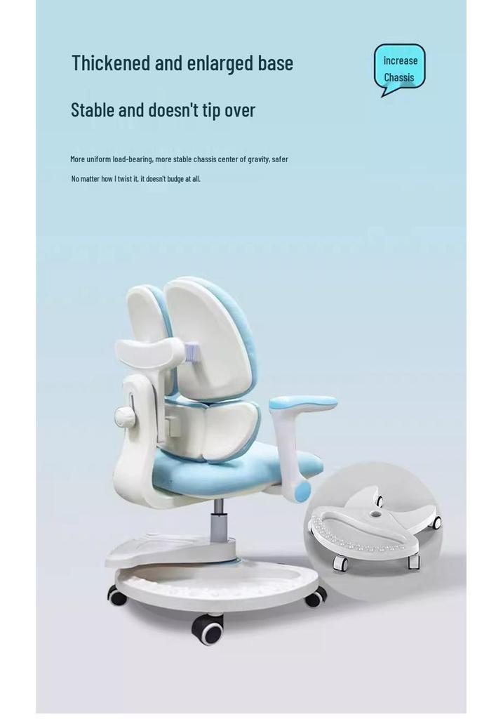Adjustable Children's Writing Chair with Lumbar Support and Footrest for Proper Posture