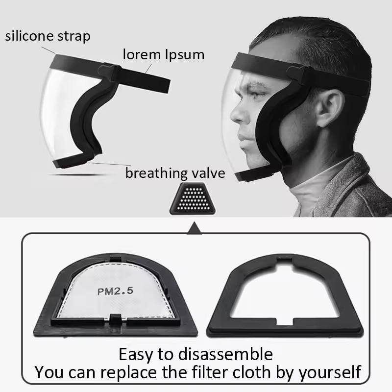 Maschera protettiva antispruzzo trasparente per il viso, maschera protettiva per il viso, maschera protettiva per la sicurezza all'aperto, copricapo, protezione dal lavoro