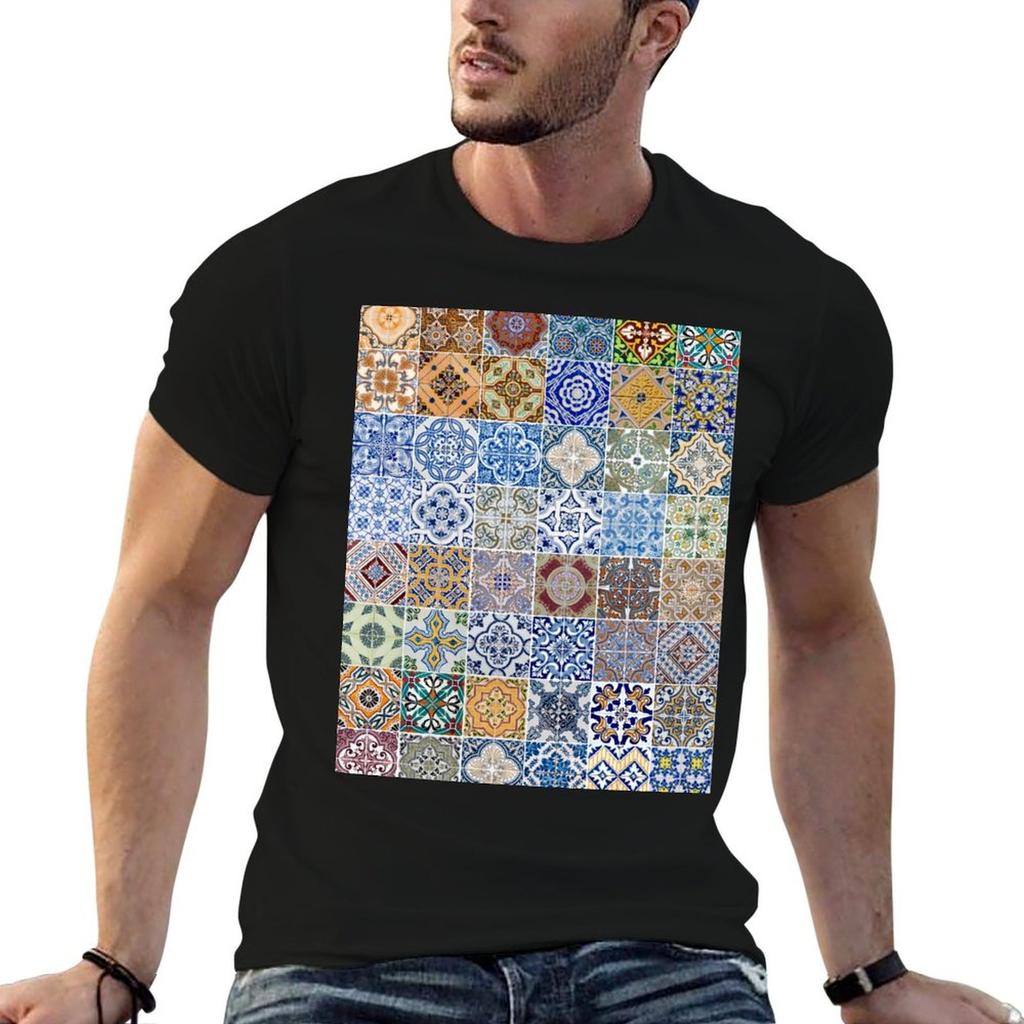 Set of 48 ceramic tiles patterns T-Shirt graphic t shirts for man t shirt man luxury T-Shirt