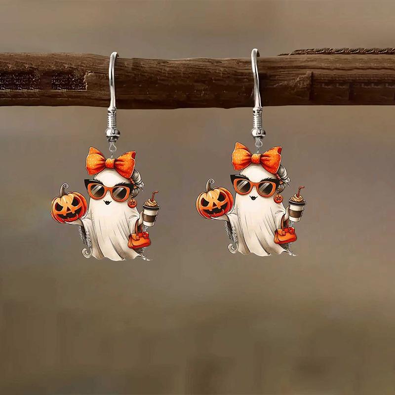 Acrylic Earrings Colored Bow Ghost Acrylic Halloween Earrings