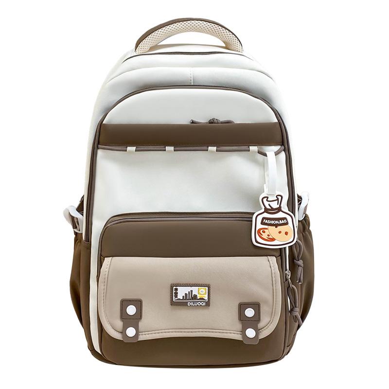 Schoolbag Simple and Cute Style Student Schoolbag Female College Student Large Capacity Backpack Fashionable Casual Sweet Contrasting Color Backpack