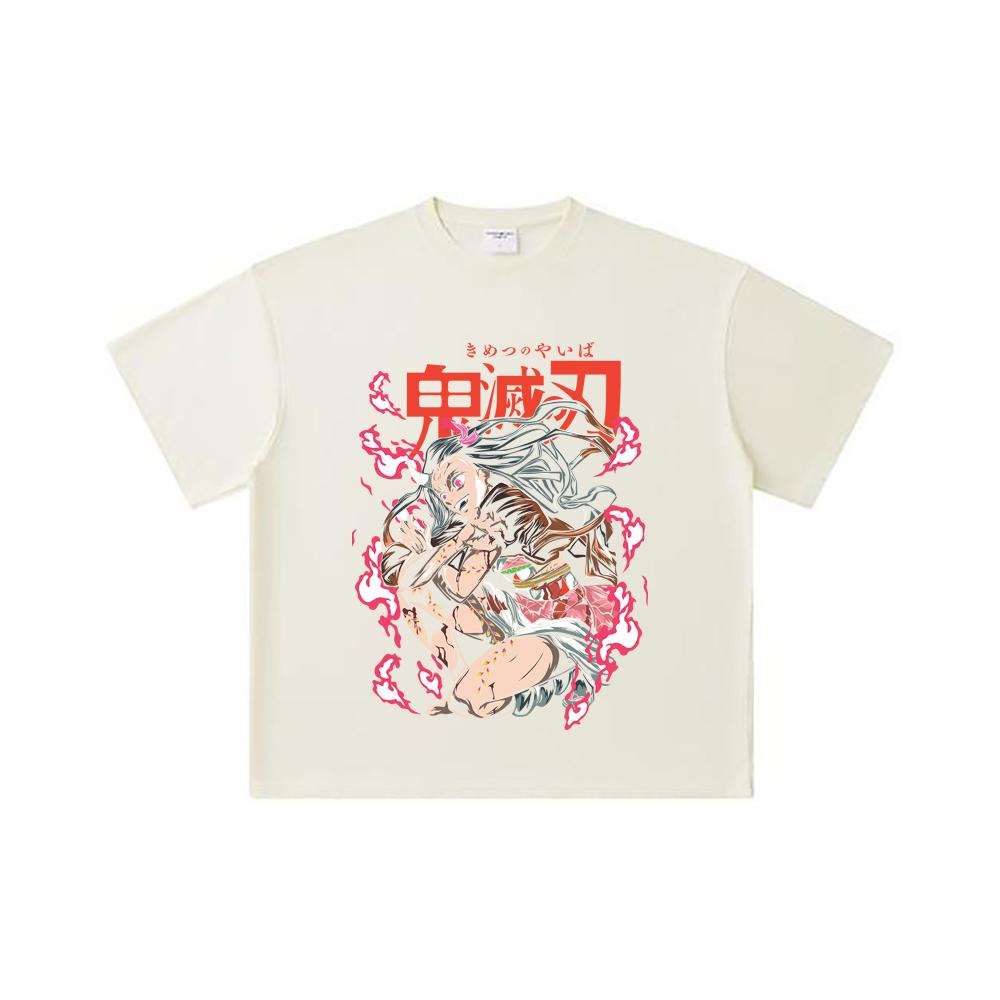 

Хлопковая футболка унисекс плотностью 260 г/м², двойная пряжа, 32 счет, 100% хлопок, с принтом Незуко «Клинок, рассекающий демонов» V71 S абрикосовый