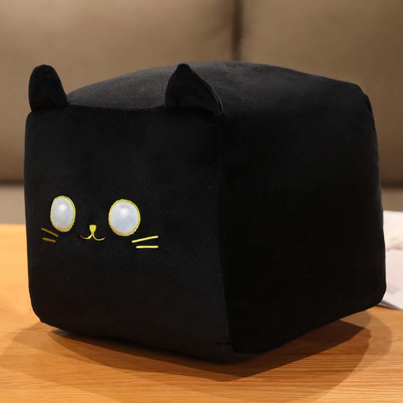 

Kawaii Black Cat Plush Toys Stuffed Soft Square Animal Cat Pillow Nap Cushion Creative Birthday Gift for Kids Children 25x20x20cm