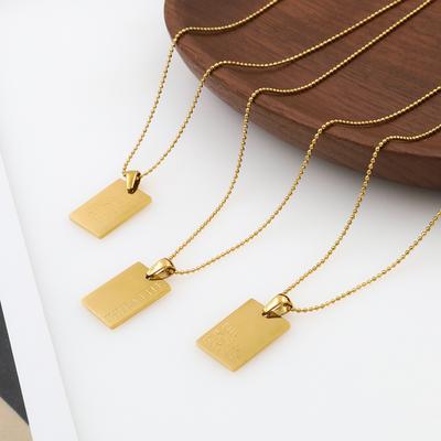 Fashion 18K Titanium Steel Collarbone Chain Women'S High Sense Diy Glossy Letter Square Brand Pendant Necklace