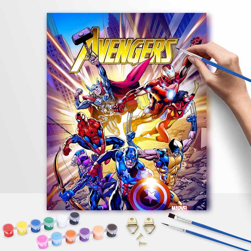 Disney digital oil painting Marvel Avengers super heroes comic art handmade diy gift home decoration 20x30cm