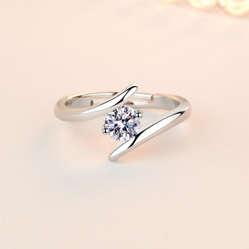 925 Silver Ring Heart AAA Zircon Open Adjustable Engagement For Women Wedding Fashion Jewelry Party Gifts