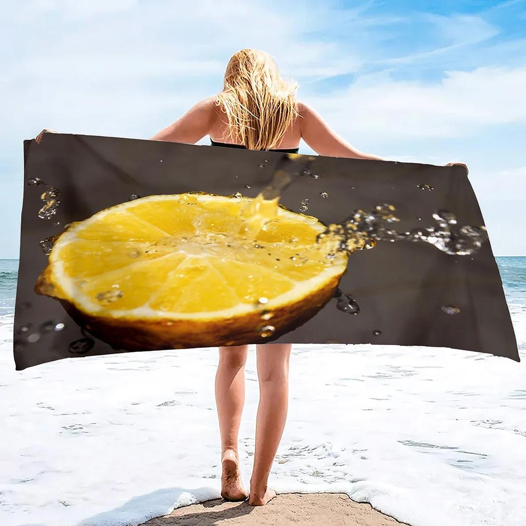 Lemon Sand Free Beach Towel Microfiber Beach Towels,Oversized Beach Camping Towel Quick Dry Towels for Swimming,Sport and Gym