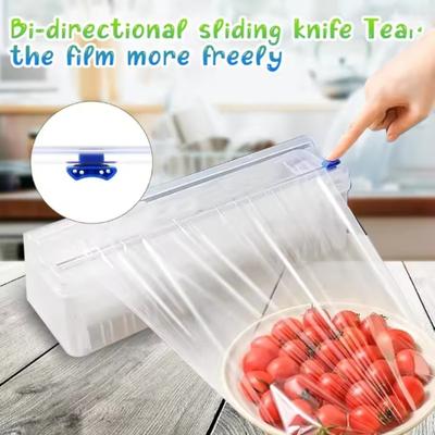 1PC Kitchen Wrap Organizer with Cutter - 3-in-1 Storage for Plastic, Foil, Wax Paper