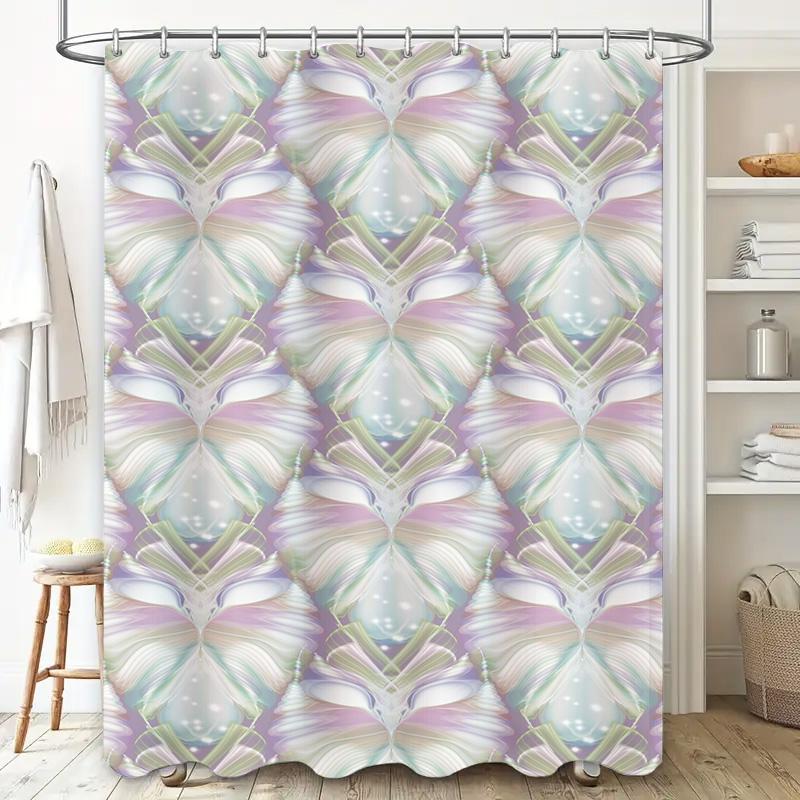Luxury Waterproof Shower Curtain Diamond Pattern Bath Decor, 72x84 Mosaic Print Home Decoration with Hook Set for Bathroom Acces