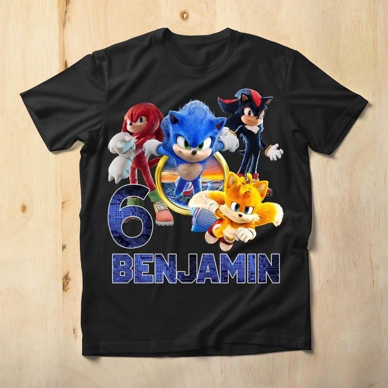 Custom Sonic the Hedgehog Birthday Shirt Personalized for Boys Girls XXXXL