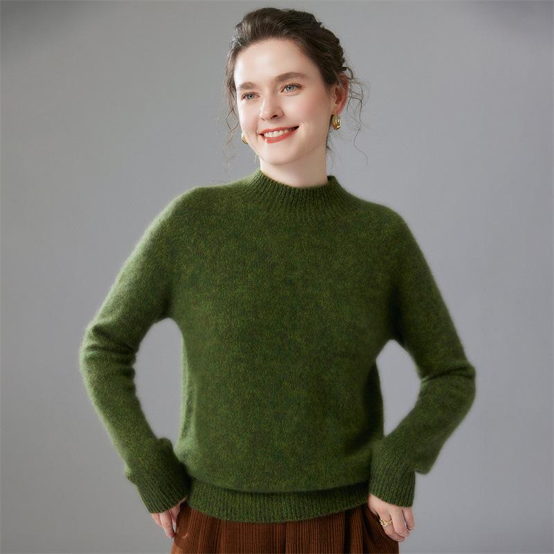 Women's Thickened Cashmere High-Neck Pullover Sweater: Versatile, Warm Long-Sleeve Knitwear