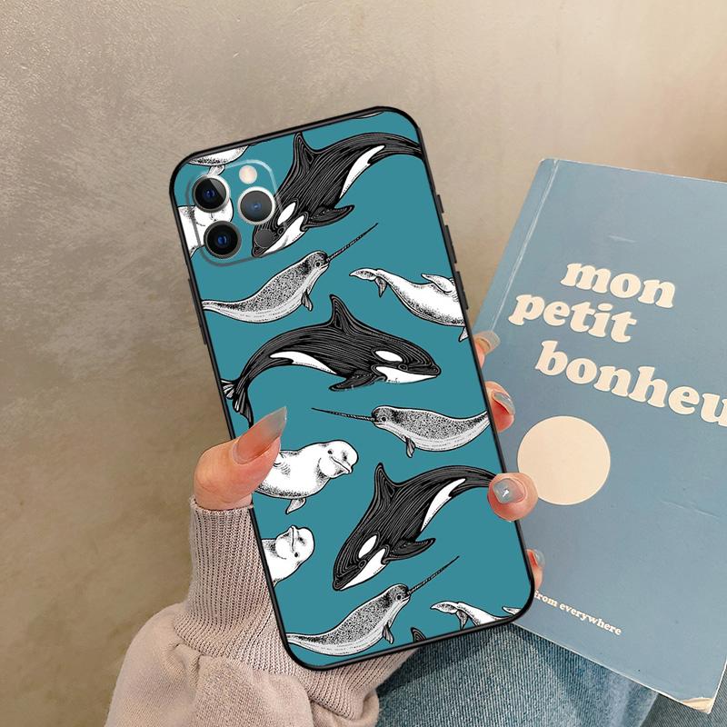 Blue Ocean Whales Pattern Case For iPhone 17 Air 16 15 14 13 11 12 Pro Max 13 Mini XR 15 16 Plus 16e Back Cover Shell