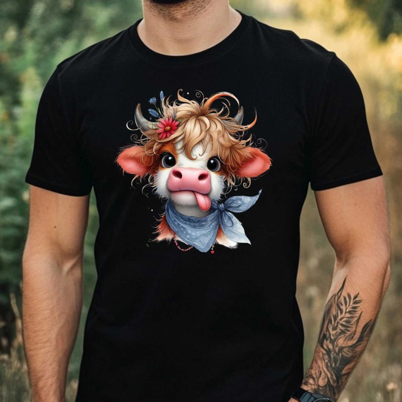 T-Shirt Herren Lustige Kuh Motiv Baumwolle Größe XS bis 5XL M