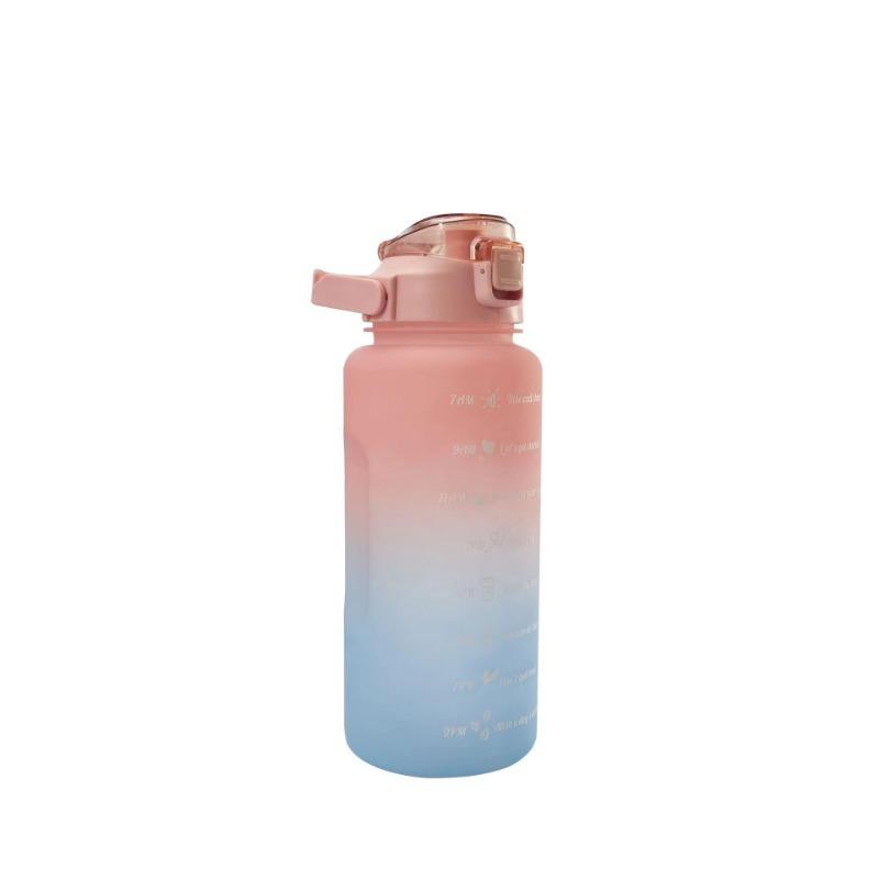 Sports Bottle 2L Gradient Color Large Capacity Straw Cup Frosted Bucket Cup Men's Summer Sports Water Cup